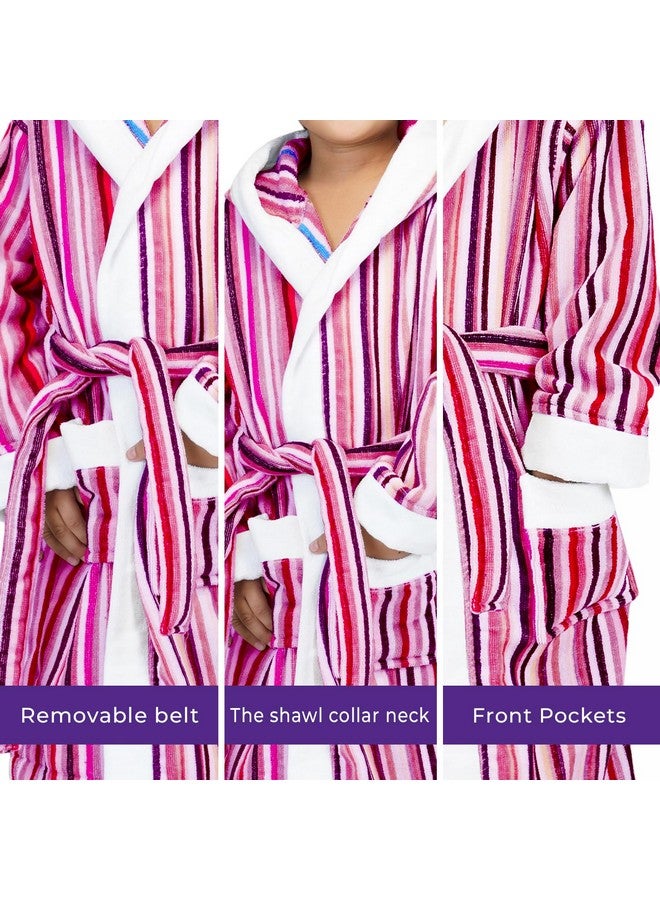 RANGOLI SOFT ABSORBENT DURABLE TOWELS Rangoli Tonal 100% Cotton Bathrobe For Kids - Pink | 400 GSM Ultra soft, Super Absorbent Hooded After Swimming Bath Robe for Boys & Girls | Unisex Bathing Gown For Children - 11-12 Years Old - Image 5