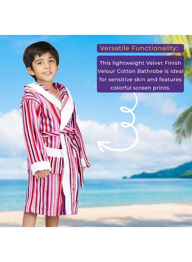 RANGOLI SOFT ABSORBENT DURABLE TOWELS Rangoli Tonal 100% Cotton Bathrobe For Kids - Pink | 400 GSM Ultra soft, Super Absorbent Hooded After Swimming Bath Robe for Boys & Girls | Unisex Bathing Gown For Children - 11-12 Years Old - Image 4