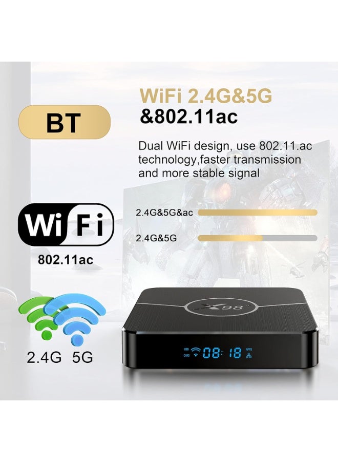 Android 11.0 TV Box,X98 Plus Amlogic S905W2 Quad Core RAM 4GB ROM 64GB Dual WiFi 2.4G/5.8G BT4.2 4K 6K AV1 Home Smart Media Player - Image 4