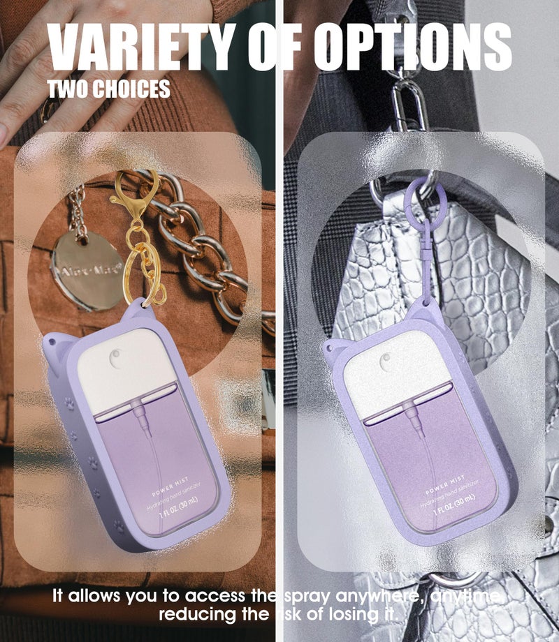 Sonnorel 1 Pack Silicone Case Compatible With Touchland Hand Sanitizer Spray (Fit For 1 Fl Oz/30 Ml Ver)  Portable Keychain Cute Color Ears (Purple) - Image 2