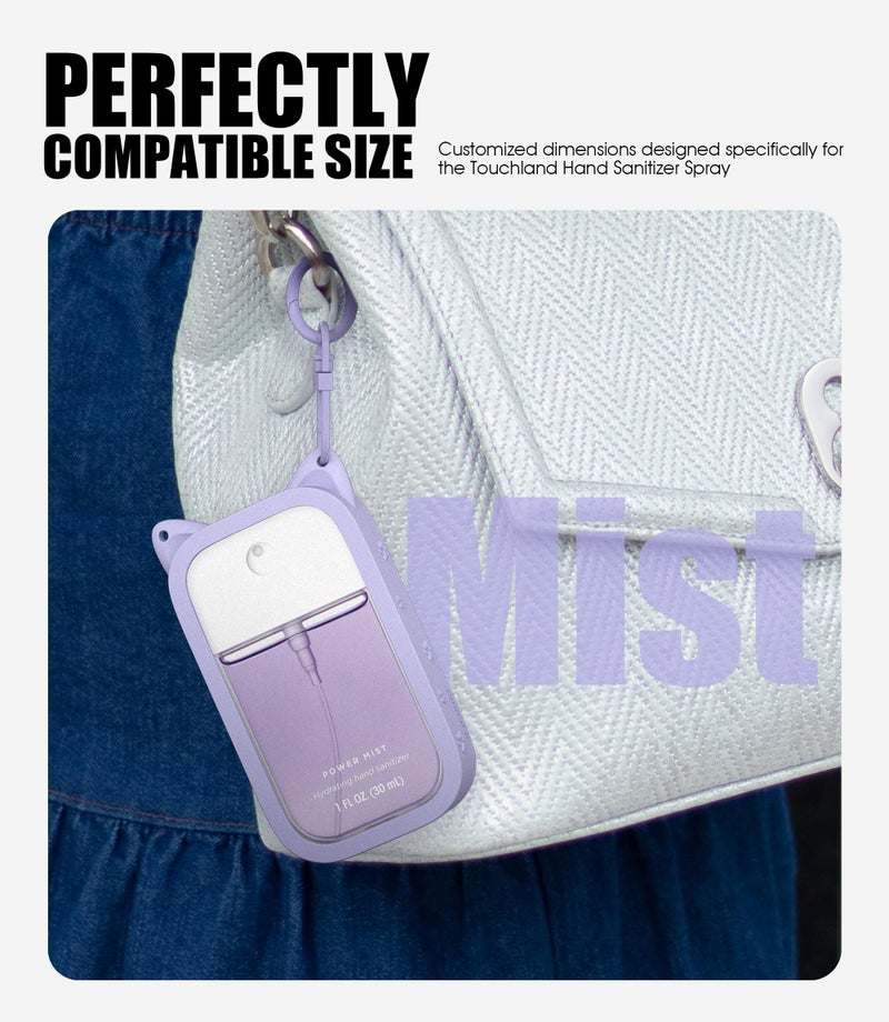 Sonnorel 1 Pack Silicone Case Compatible With Touchland Hand Sanitizer Spray (Fit For 1 Fl Oz/30 Ml Ver)  Portable Keychain Cute Color Ears (Purple) - Image 5