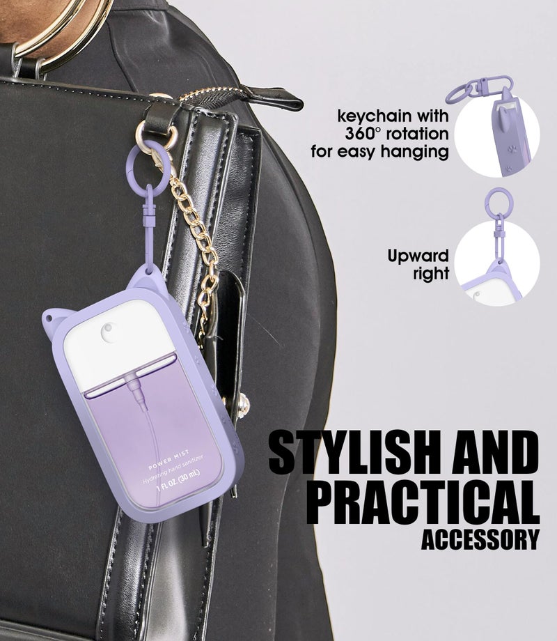 Sonnorel 1 Pack Silicone Case Compatible With Touchland Hand Sanitizer Spray (Fit For 1 Fl Oz/30 Ml Ver)  Portable Keychain Cute Color Ears (Purple) - Image 3