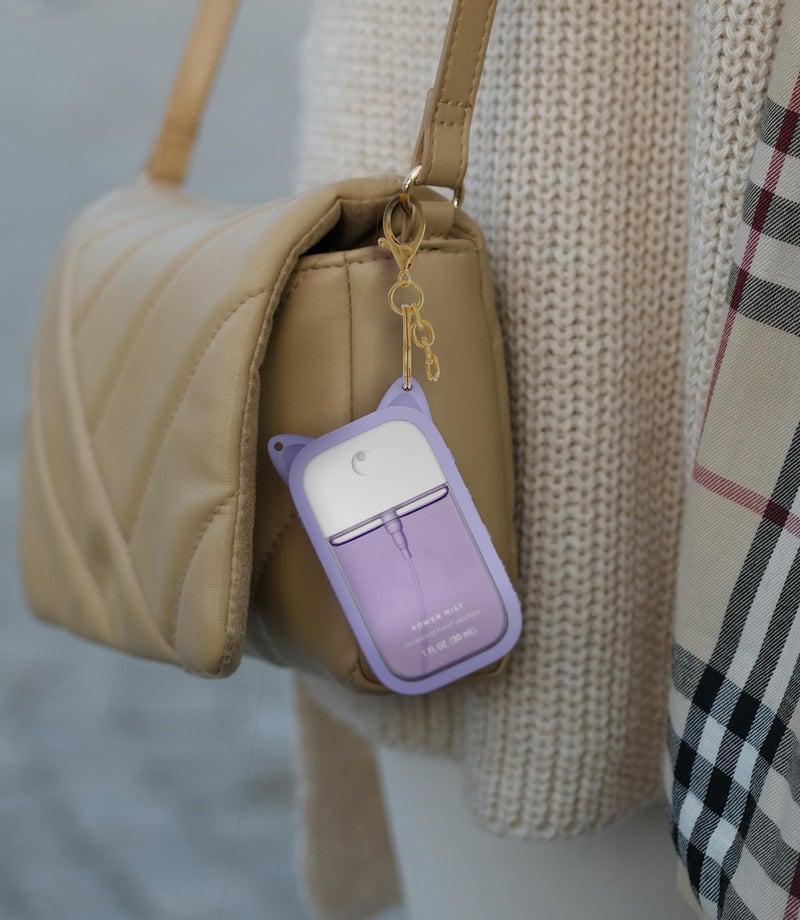 Sonnorel 1 Pack Silicone Case Compatible With Touchland Hand Sanitizer Spray (Fit For 1 Fl Oz/30 Ml Ver)  Portable Keychain Cute Color Ears (Purple) - Image 4
