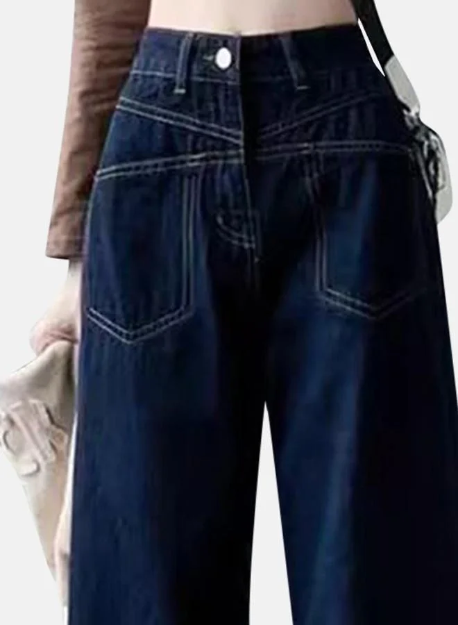 YUNIQEE Blue Straight Fit High-Rise Flared Jeans