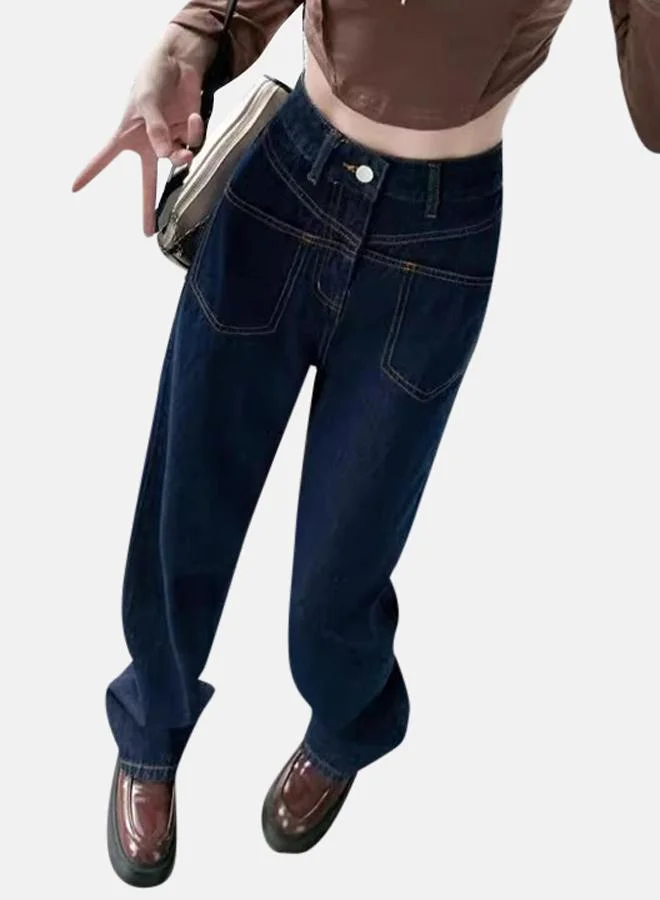 YUNIQEE Blue Straight Fit High-Rise Flared Jeans