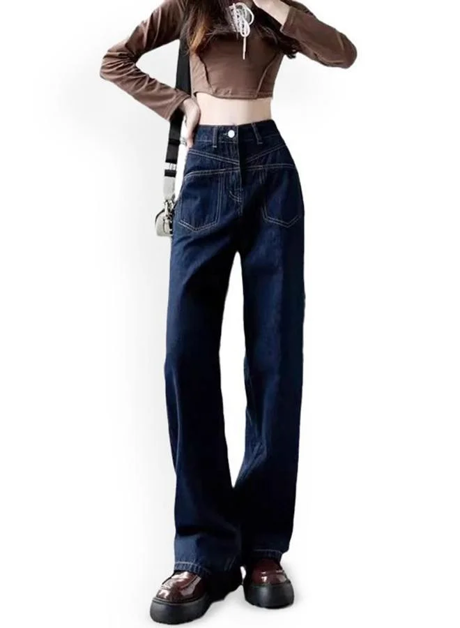 YUNIQEE Blue Straight Fit High-Rise Flared Jeans