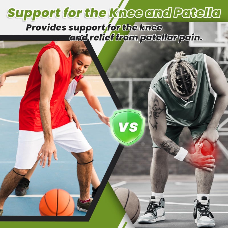 Aolabela 2PCS Patellar Tendon Knee Strap Knee Band for Knee Pain Relief Patella Band for Basketball Running Sports Breathable Patellar Tendon Support Strap (Black + Black) - Image 2
