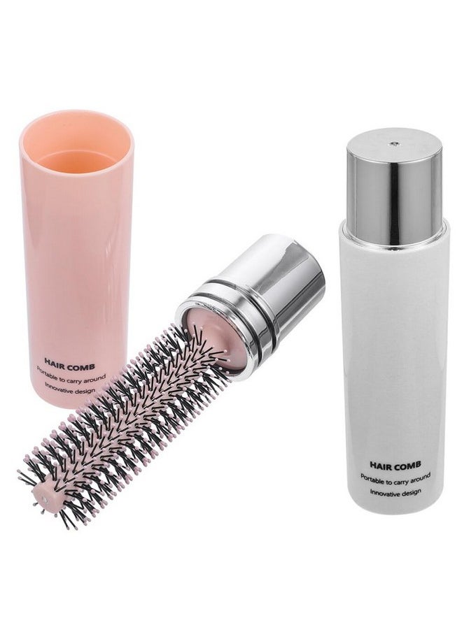 Beaupretty 2Pcs Roller Round Brush Compact Hair Brush Hair Quiff Roller Comb Retractable Curling Hairbrush Hair Blow Drying Brush Travel Styling Brush For Women  - Image 2