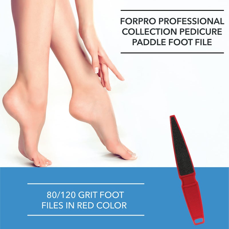 ForPro Professional Collection Pedicure Paddle Foot File, Double-Sided Foot File for Heels, Disposable & Sanitizable, 80/120 Grit, Red, Pack of 12 - Image 5