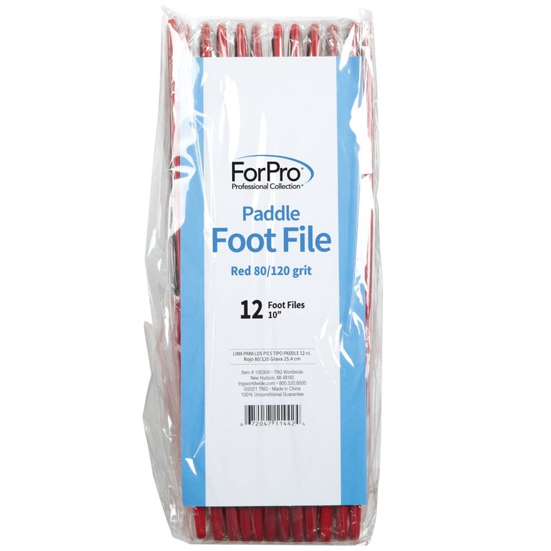 ForPro Professional Collection Pedicure Paddle Foot File, Double-Sided Foot File for Heels, Disposable & Sanitizable, 80/120 Grit, Red, Pack of 12 - Image 3