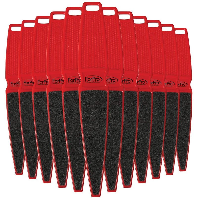 ForPro Professional Collection Pedicure Paddle Foot File, Double-Sided Foot File for Heels, Disposable & Sanitizable, 80/120 Grit, Red, Pack of 12 - Image 1
