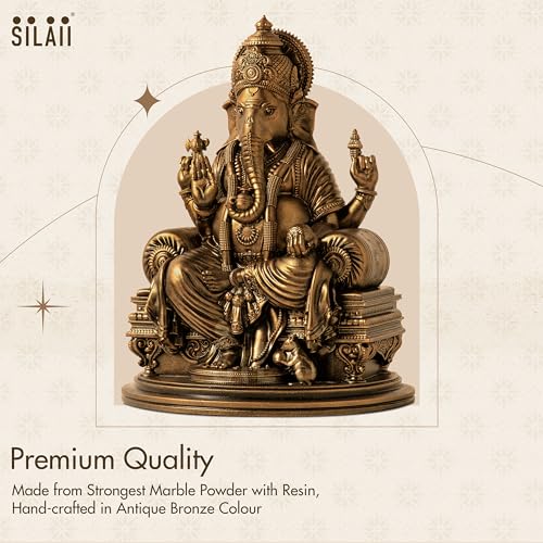 SILAII Lord Ganesha - Divine Sculpture Antique Bronze (9 INCHES) - Image 4
