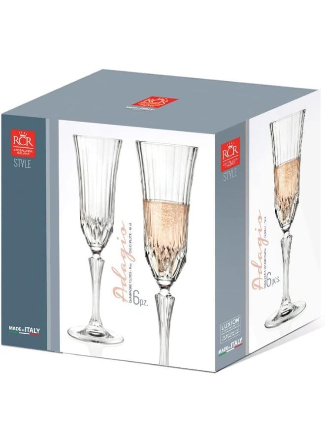 RCR RCR Adagio Flute Glass Set Of 6, 180 ml  - Image 2