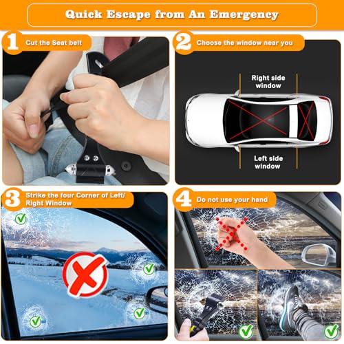 THINKWORK Car Window Breaker, Glass Breaker, Window Breaker Seatbelt Cutter, 2-in-1 Car Safety Hammer with One Second Emergency Glass Hammer, Safety Emergency Car Escape Tool for Car, Office, Home - Image 4