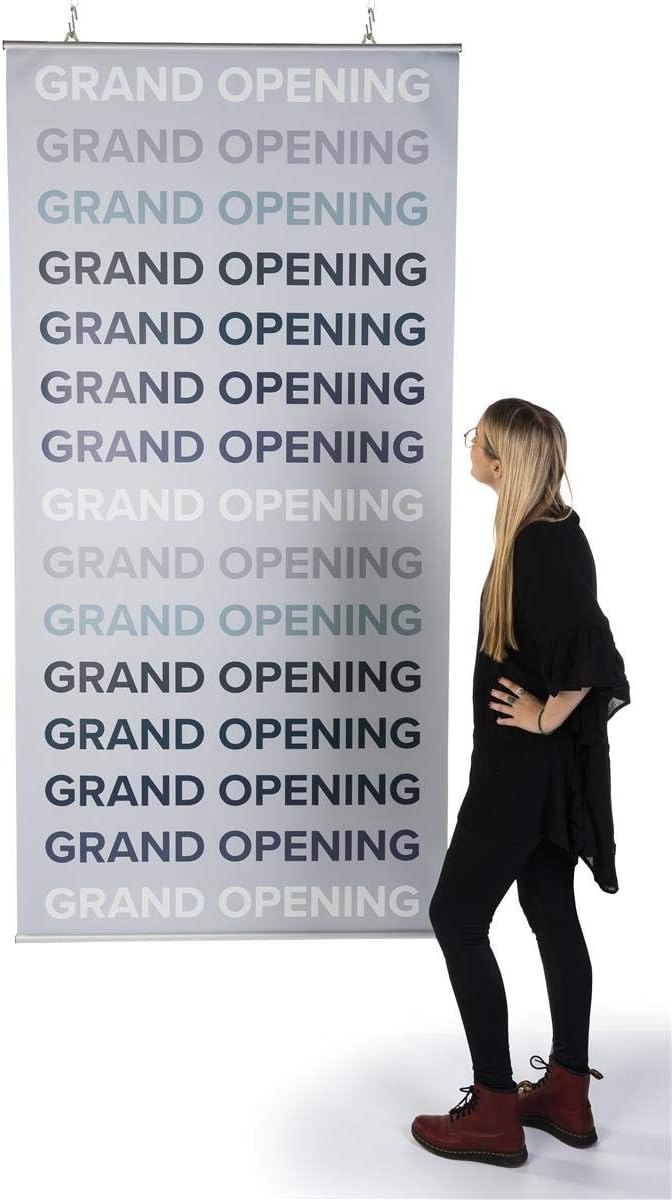 Displays2go Displays2go 48 Inch Banner Hanger Rails with Hinged SnapOpen Design  Silver ABR48  - Image 1