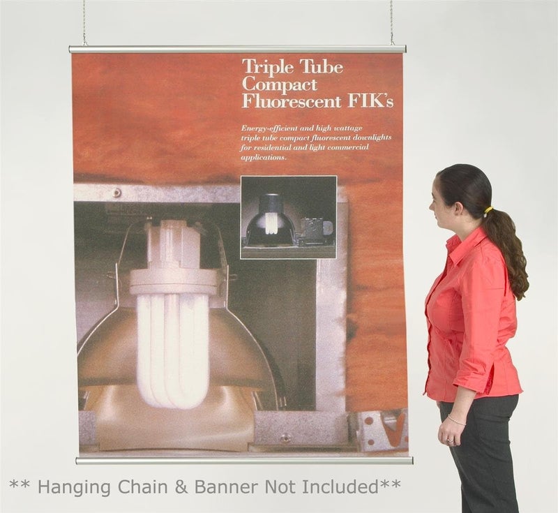 Displays2go Displays2go 48 Inch Banner Hanger Rails with Hinged SnapOpen Design  Silver ABR48  - Image 4