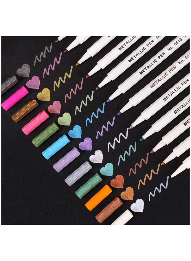 Dyvicl Metallic Marker Pens 12 Colors Hard Fine Tip Metallic Markers For Black Paper Adult Coloring Card Making Rock Painting Scrapbooking Crafts Diy Photo Album - Image 1