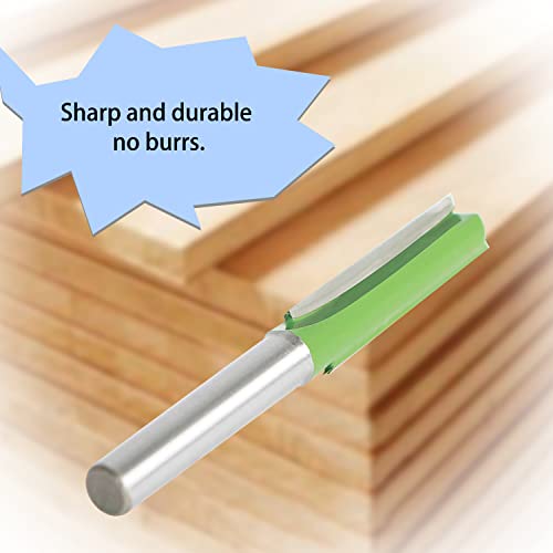 Aopin Router Bit 10mm Cutting Dia 6mm Shank Dia Double Flute Straight Bit Carbide for Woodworking Milling Cutter Tool, Green, Silver, 4Pcs - Image 3