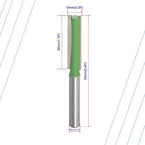 Aopin Router Bit 10mm Cutting Dia 6mm Shank Dia Double Flute Straight Bit Carbide for Woodworking Milling Cutter Tool, Green, Silver, 4Pcs - Image 2