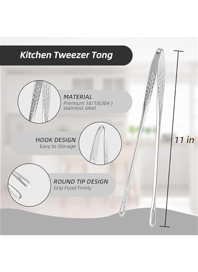 TRASSLE 2 Pieces Kitchen Tweezer Food Tongs, Long Cooking Tweezers Grill Tongs for Cooking Kitchen Fine Tweezer Tongs Premium Tweezers Tongs Japanese Style Multifunction Cooking Tongs Barbecue Tongs  - Image 2