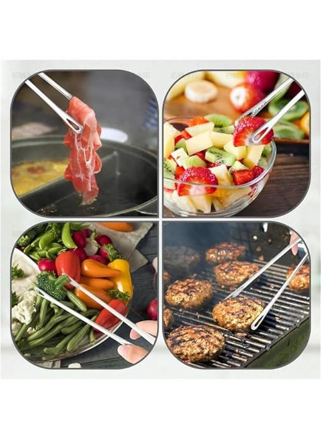 TRASSLE 2 Pieces Kitchen Tweezer Food Tongs, Long Cooking Tweezers Grill Tongs for Cooking Kitchen Fine Tweezer Tongs Premium Tweezers Tongs Japanese Style Multifunction Cooking Tongs Barbecue Tongs  - Image 3