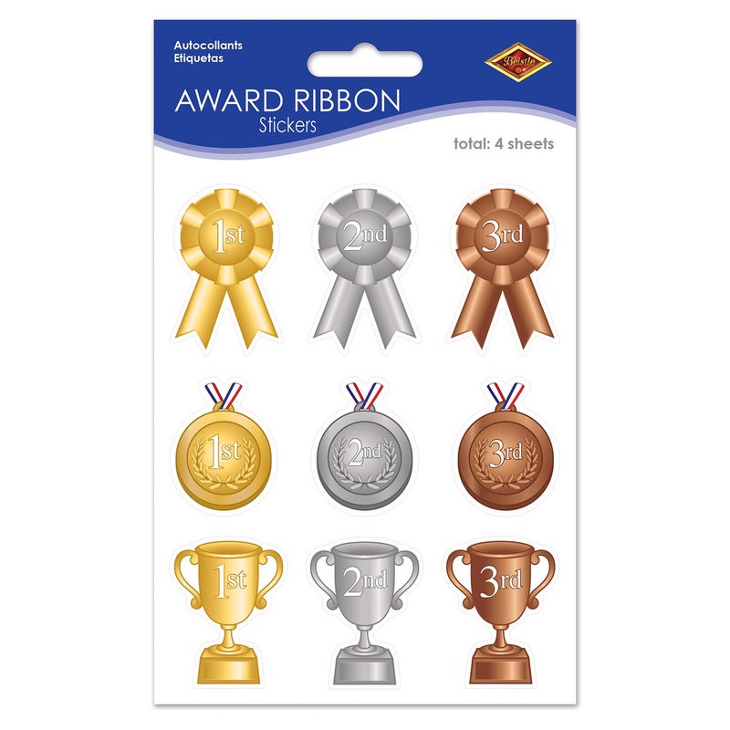 Beistle Assorted Award Ribbon Stickers - Image 2