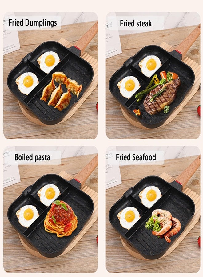 JUSTUP 3-in-1 Nonstick Frying Pan with Pour Spouts, 3 Section Breakfast Skillet Omelette Pan for Stove Tops, PFOA Free (Black), 11 Inch - Image 4