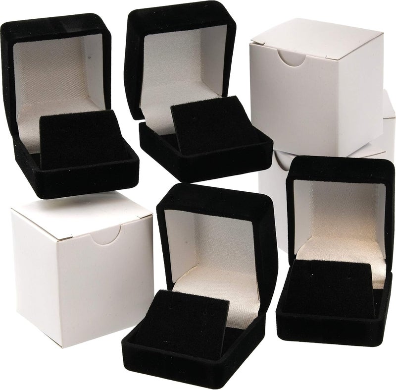 FindingKing 4 Black Flocked Earring Gift Boxes Jewelry Box - Image 1