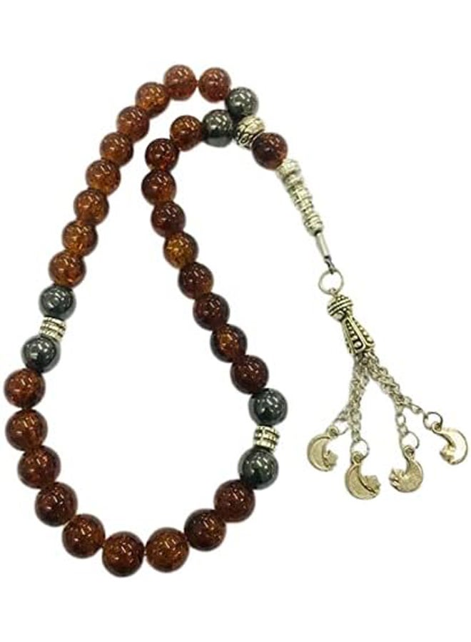 Elegant handmade 33 beads rosary , Amber dust & Hematite , special design 
