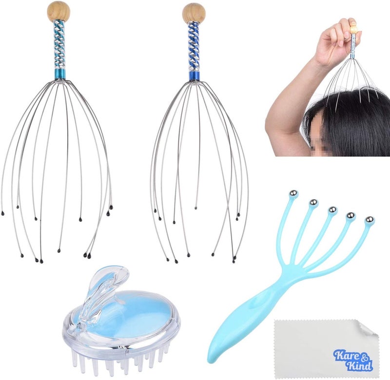 Kare Kind Scalp Massage Kit  2x Scalp Scratcher 1x Roller Ball Claw Massager and 1x Shampoo Massage Brush  Relaxes and Rejuvenates  Stimulates Blood Circulation  Keeps your Scalp Clean and Healthy - Image 2