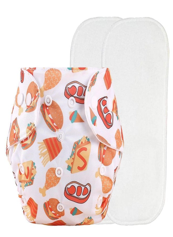 Alya Pocket Button Style Solid Winter Reusable Cloth Diaper All in One Adjustable Washable Diapers Nappies(Without Inserts) for Toddlers/New Borns (PIZZA-WHITE, PACK OF 3) - Image 1