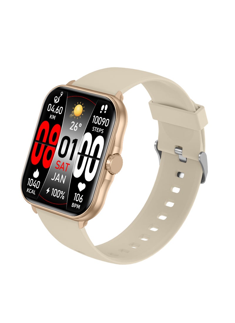 Totulife - STORM V BT Calling Smart Watch, Bluetooth Version 5.1, Battery Lithium Polymer Working Time 3 to 5 Days, Charging Time 1.5 to 2 Hours, Multi Language Support, Extra Strap Included – Gold - Image 1