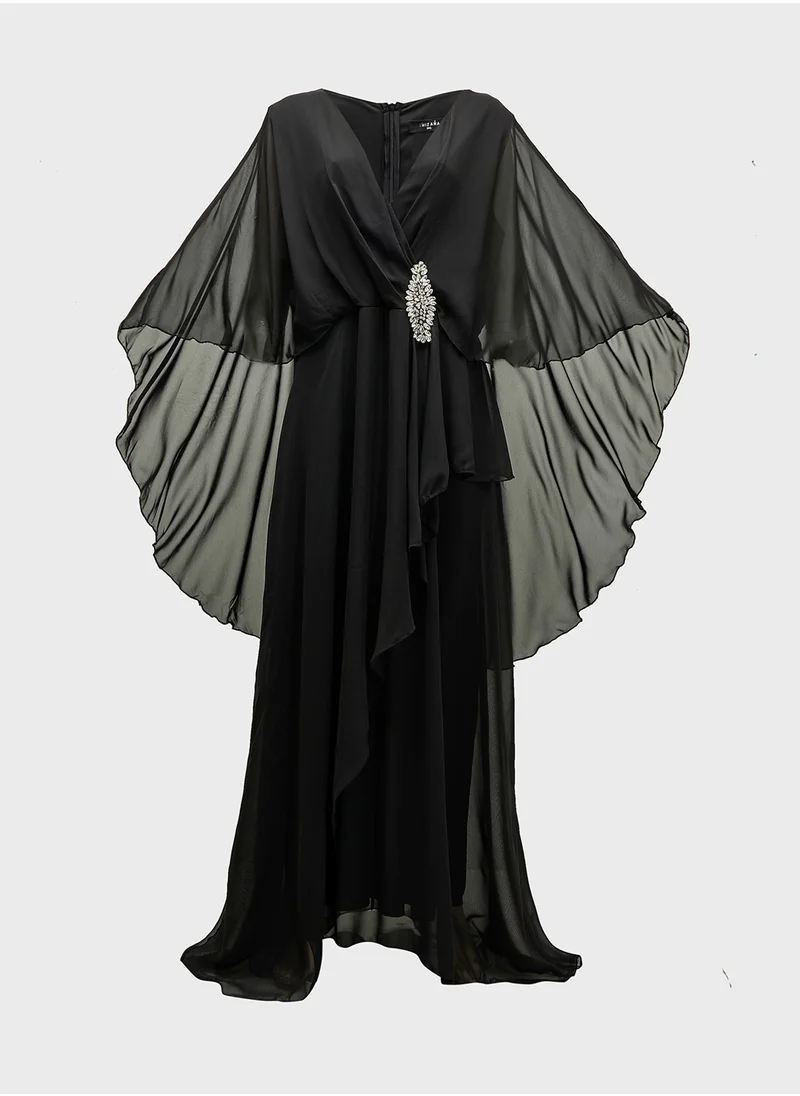خزانة Plus Size Cape Style Dress