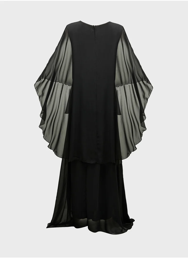 خزانة Plus Size Cape Style Dress