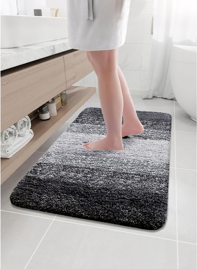 mierting Bathroom Rug Mat 80x50cm Super Soft and Ultra Absorbent Thick Bath Mat, Non-Slip Bathroom Rugs with TPR Backing, Washable and Dry Bath Rug for Bathroom, Bedroom, Kitchen, Tub, Grey - Image 1