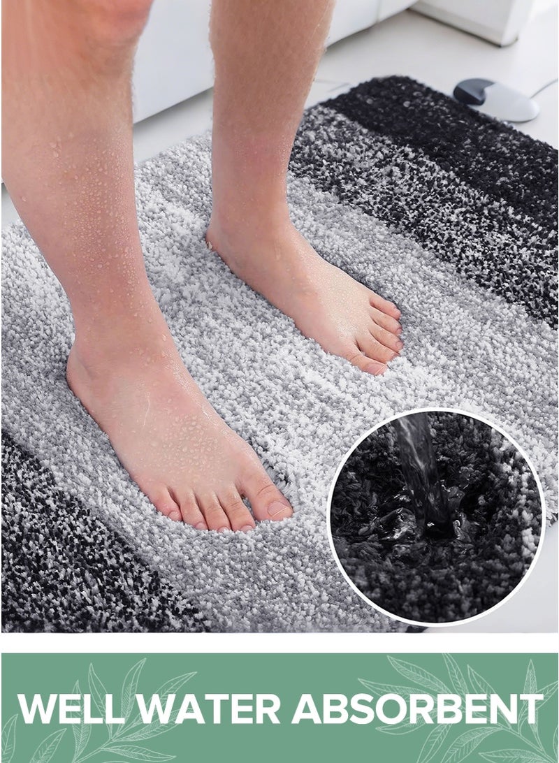 mierting Bathroom Rug Mat 80x50cm Super Soft and Ultra Absorbent Thick Bath Mat, Non-Slip Bathroom Rugs with TPR Backing, Washable and Dry Bath Rug for Bathroom, Bedroom, Kitchen, Tub, Grey - Image 3