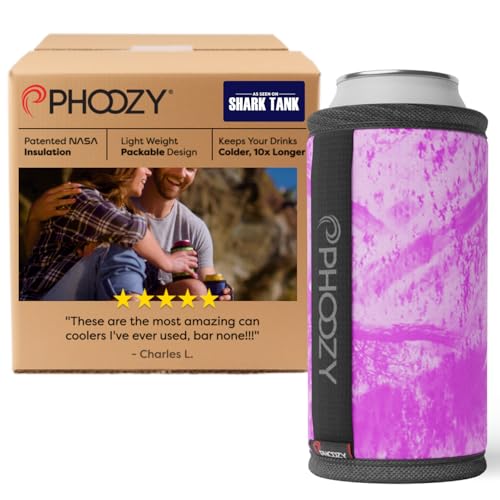 PHOOZY Insulated Can Cooler for Tall 16oz Cans - Patented NASA Insulation Keeps Drinks Cold 10X Longer (Weighs less than 2 ounces) - Keep Your Drinks Cold and Your Hands Warm - Pink - Image 1