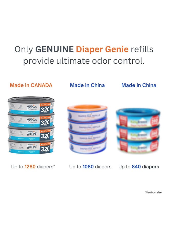 Diaper Genie عبوة إعادة تعبئة دائرية أساسية مكونة من 4 قطع تتسع لما يصل إلى 1280 حفاضة للأطفال حديثي الولادة  - Image 2