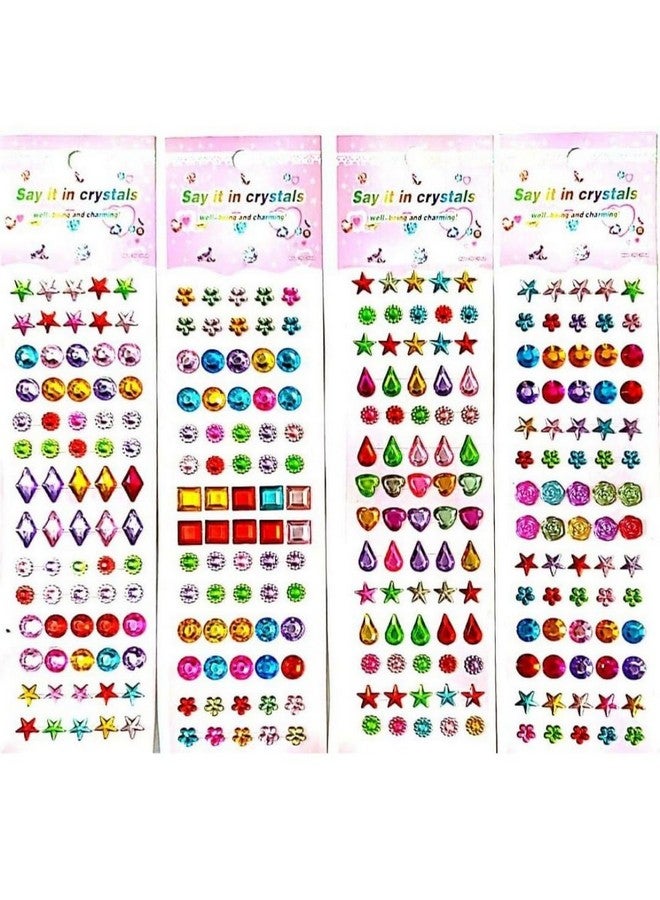 E - Buddies E-Buddies Crystal Stickers for Craft and School Projects - DIY Gem Stone Designs for Kids and Teens - Multi Colors and Sizes - 280 Pcs, 4 Sheets  - Image 1