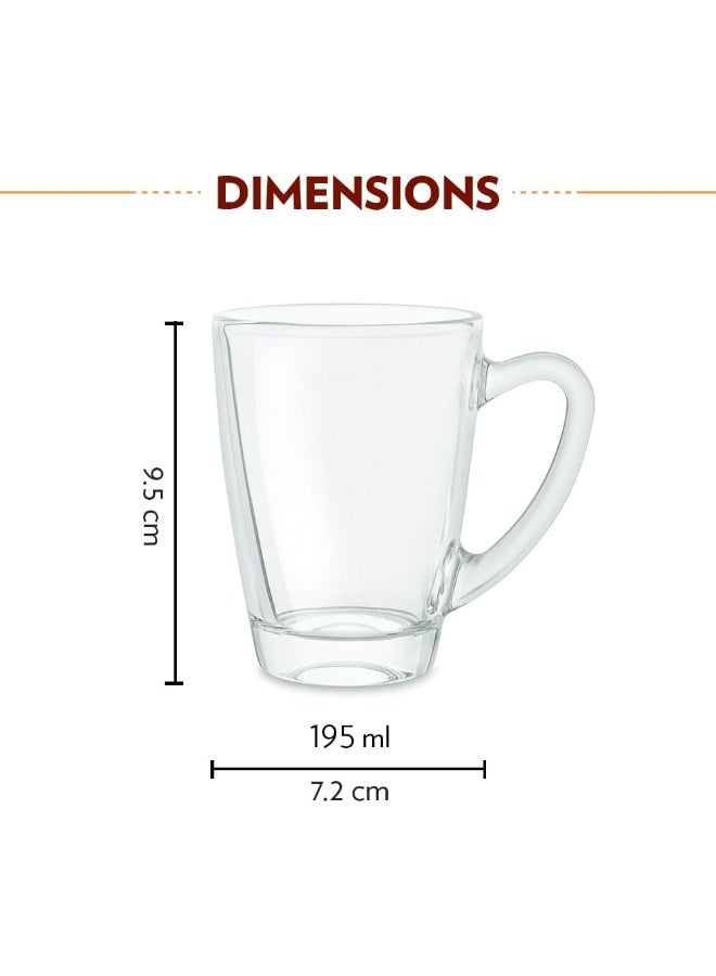 BOROSIL Serene 6 Piece - 195 Ml Tea/Coffee Mug Clear Clear - Image 2