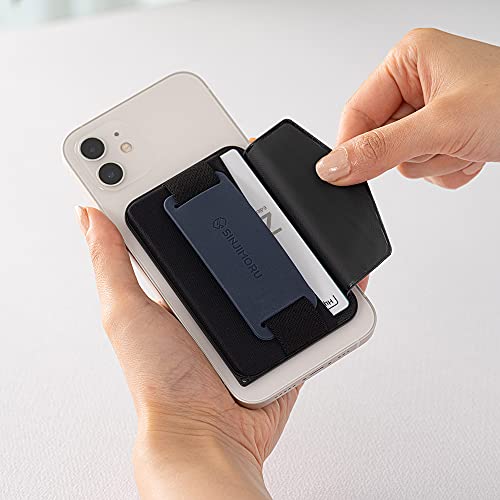 Sinjimoru for 3 in 1 MagSafe Wallet 2600g Magnetic Strength Phone Grip with Stretchy Fabric Secure Flap Anti-Drop Tag Holder for iPhone 16 15 14 13 12 M-BGRIP Clementine - Image 2