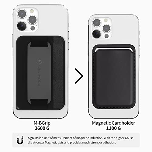 Sinjimoru for 3 in 1 MagSafe Wallet 2600g Magnetic Strength Phone Grip with Stretchy Fabric Secure Flap Anti-Drop Tag Holder for iPhone 16 15 14 13 12 M-BGRIP Clementine - Image 3