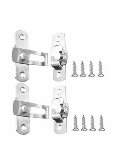 Y&D Stainless Steel Latch, 90 Degree Protect Privacy Security Barn Door Lock, Solid Safety Gate Latches, 2 Pack (Large Degrees Silver)  - Image 1