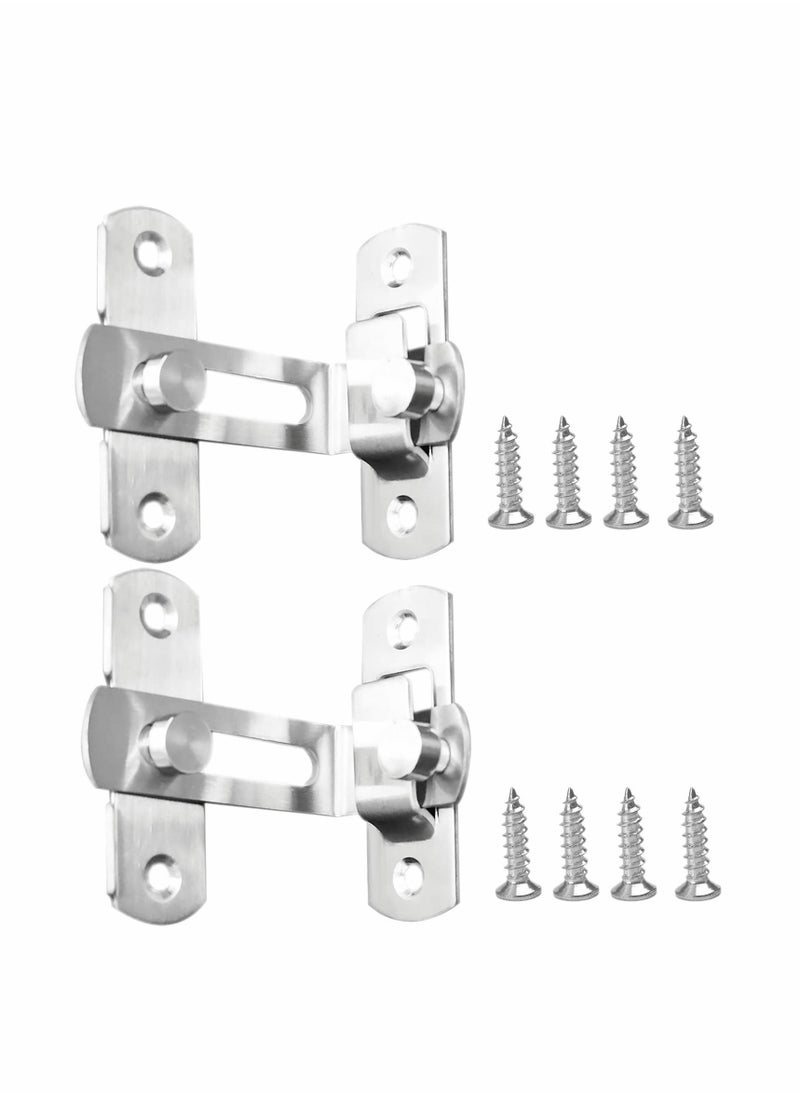 Y&D Stainless Steel Latch, 90 Degree Protect Privacy Security Barn Door Lock, Solid Safety Gate Latches, 2 Pack (Large Degrees Silver)  - Image 1