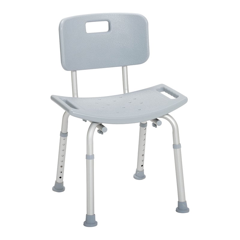 Drive Medical Drive Medical RTL12202KDR Shower Chair with Back Adjustable Stool with Suction Feet Shower Seat for Inside Shower or Tub Bathroom Bench Bath Chair for Elderly and Disabled 300 LB Weight Cap Grey