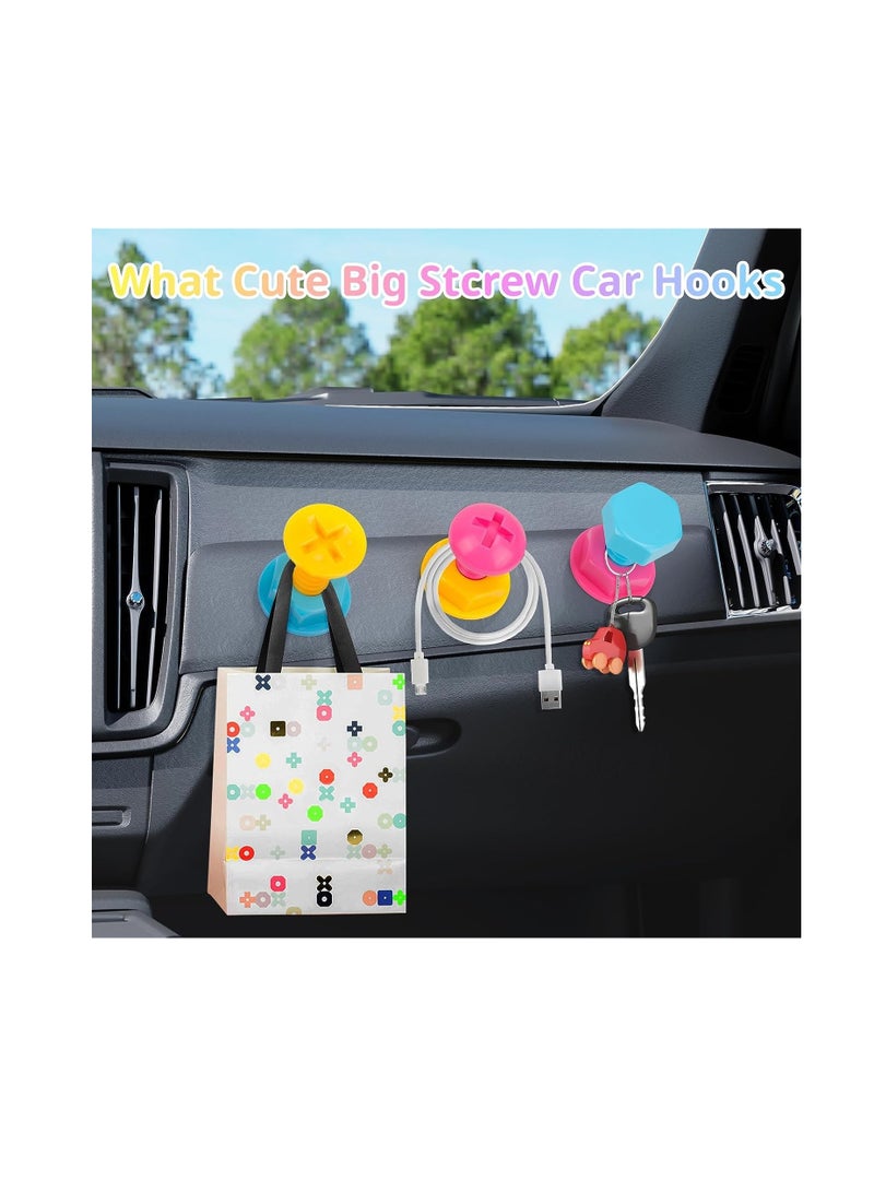 Self Adhesive Hanging Hooks, Creative Color Screw Hooks, Viscose Punch-Free Hooks, Car Dashboard Hooks, Key Holder, Hooks, Multifunctional Organizers Tools for Hanging Keys Coat Hat Clothes 3PCS - Image 4
