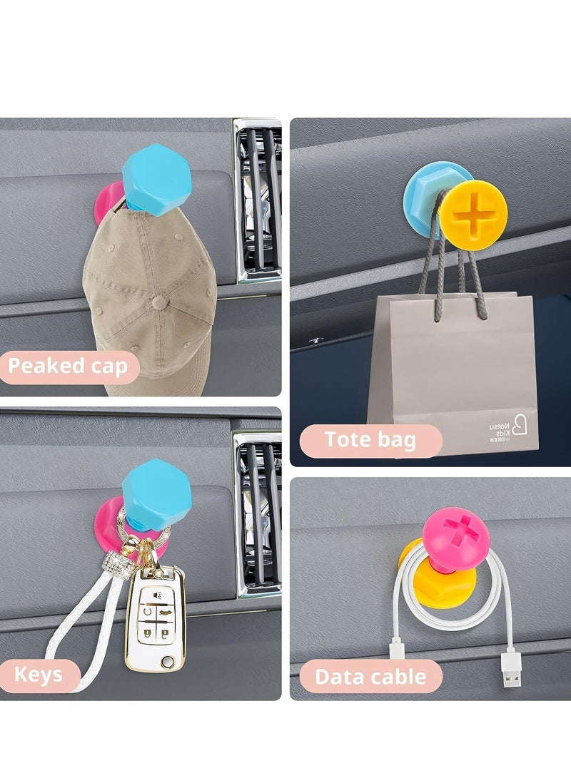 Self Adhesive Hanging Hooks, Creative Color Screw Hooks, Viscose Punch-Free Hooks, Car Dashboard Hooks, Key Holder, Hooks, Multifunctional Organizers Tools for Hanging Keys Coat Hat Clothes 3PCS - Image 2