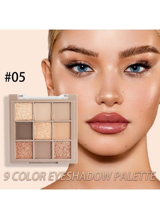 AMY'S DIARY Matte Shimmer Nude Brown Eye Shadow Palette Makeup,Eyeshadow Long Lasting Waterproof Cruelty-Free , 9 Blendable Shades In Smooth Matte And Shimmer Finishes With Gorgeous Pearls For Girls (05#)  - Image 2