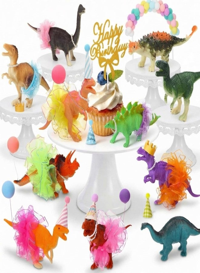 Novabright 76 Pcs Dinosaur Animal Cake Topper Animals Figures Birthday Party Decorations Dinosaur Cake Decorations with animals Figurines Mini Birthday Hats Skirt Balloons for Dinosaures Theme Party - Image 1