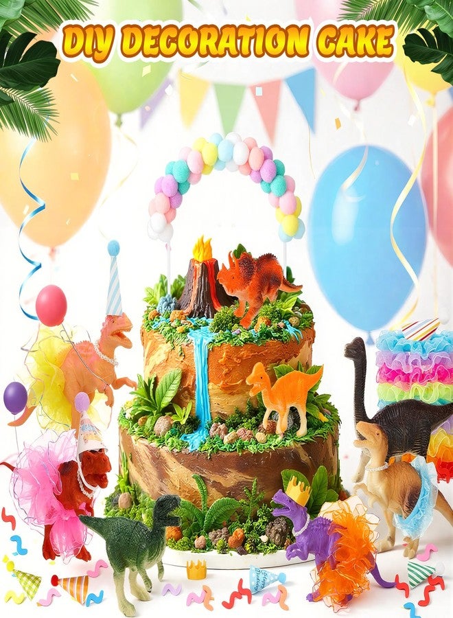 Novabright 76 Pcs Dinosaur Animal Cake Topper Animals Figures Birthday Party Decorations Dinosaur Cake Decorations with animals Figurines Mini Birthday Hats Skirt Balloons for Dinosaures Theme Party - Image 4